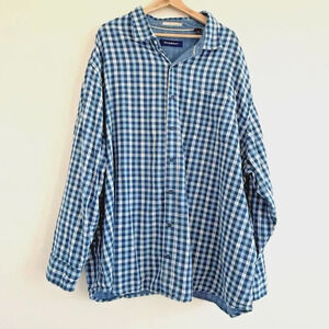 Tommy Bahama plus size Long Sleeve Blue Textured Plaid Cotton Button Shirt 4XB